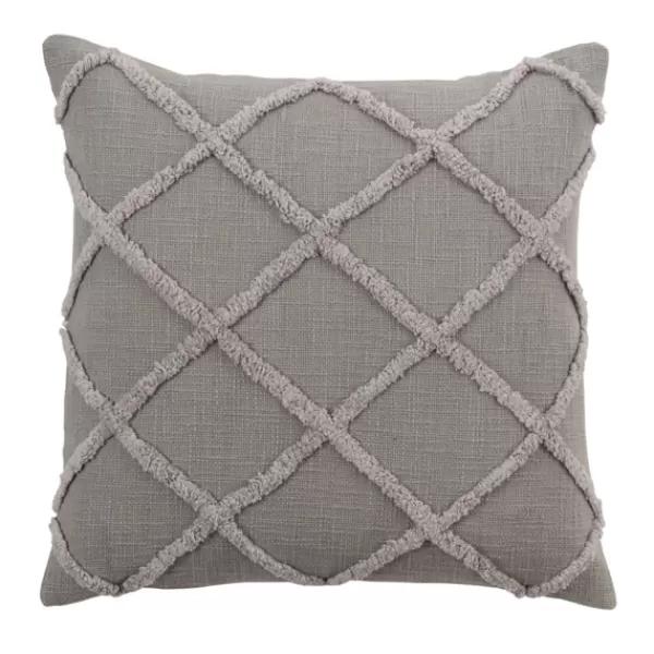 Pillows-Kirkland's Home Tufted Diamond Pillow Cover Gray