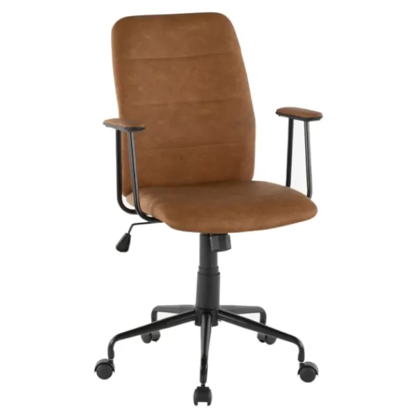 Office Furniture-Kirkland's Home Tufted Faux Leather Office Chair Brown