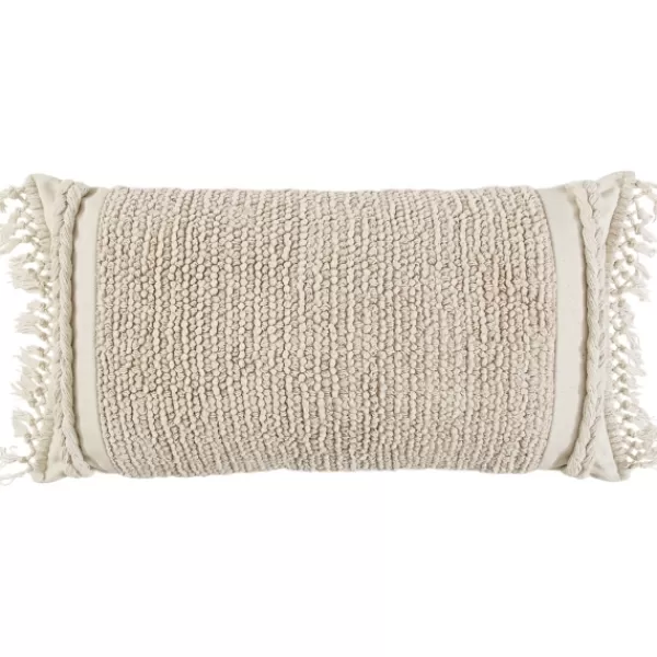 Pillows-Kirkland's Home Tufted Macrame Tassels Lumbar Pillow Ivory