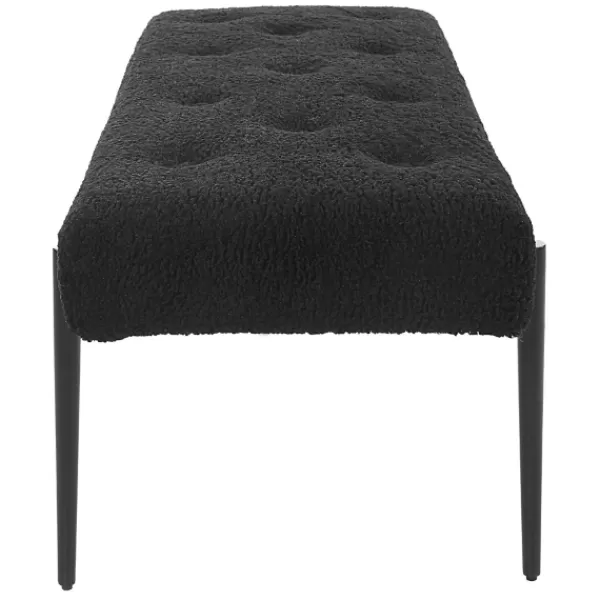 Benches & Ottomans-Kirkland's Home Tufted Shearling Bench Black