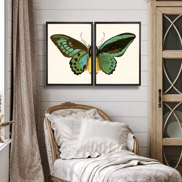 Framed Art-Kirkland's Home Turquoise Butterfly Framed Art Prints, Set Of 2 Multi