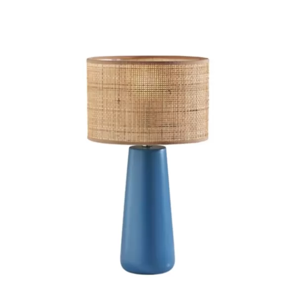 Table Lamps-Kirkland's Home Turquoise Ceramic & Rat Shade Table Lamp Tan