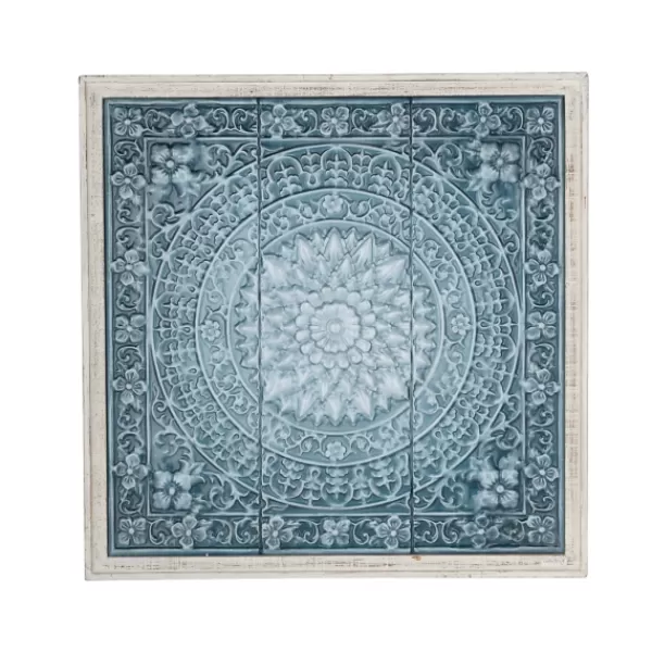 Wall Plaques-Kirkland's Home Turquoise Iron Floral Scrollwork Wall Plaque Blue