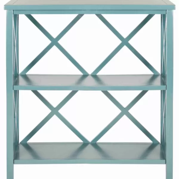 Bookshelves-Kirkland's Home Turquoise Trellis Pine Wood Bookshelf Blue
