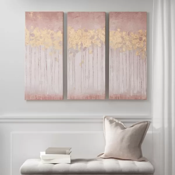 Canvas Art-Kirkland's Home Twilight Forest Canvas Art Prints, Set Of 3 Red/Gold/White