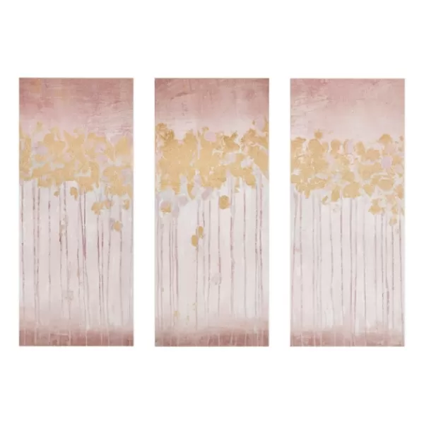 Canvas Art-Kirkland's Home Twilight Forest Canvas Art Prints, Set Of 3 Red/Gold/White
