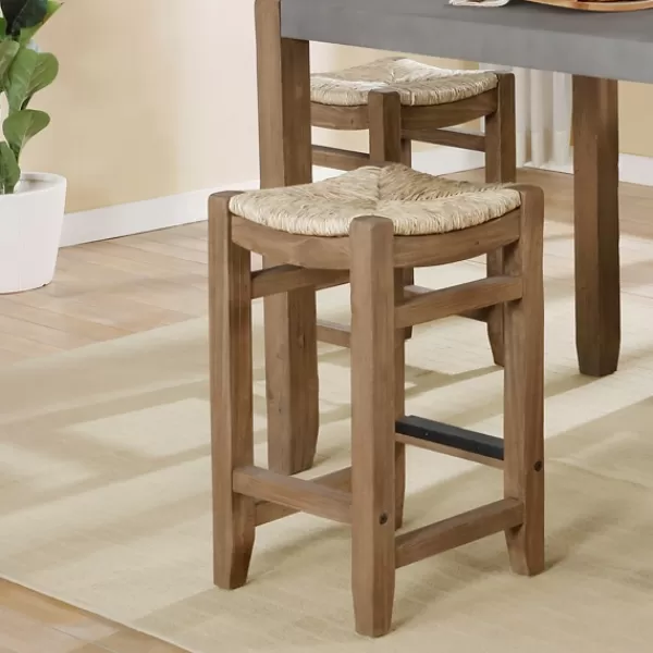 Bar Stools & Counter Height Stools-Kirkland's Home Twisted Seagrass And Wood Counter Stool Tan