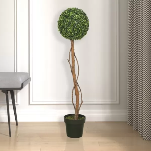 Trees & Topiaries-Kirkland's Home Twisted Trunk Boxwood Ball Topiary