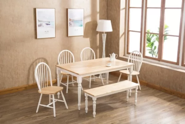 Dining Tables-Kirkland's Home Two Toned Wood Farmhouse Dining Table Tan/White