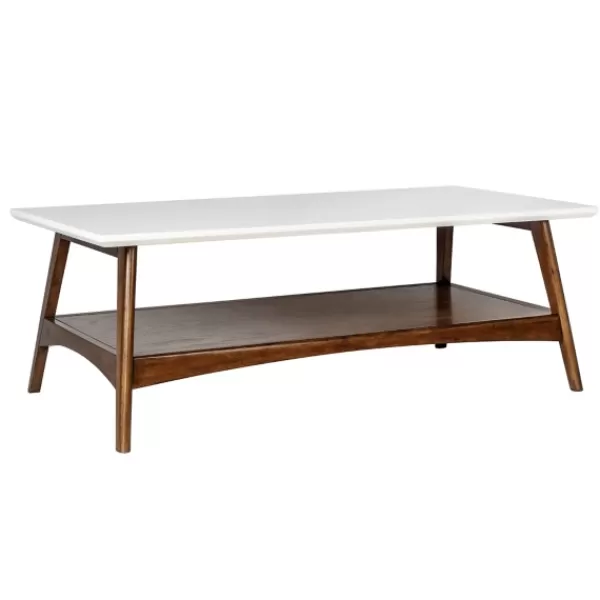 Coffee Tables-Kirkland's Home Two-Tone Ava Mid-Century Modern Coffee Table White