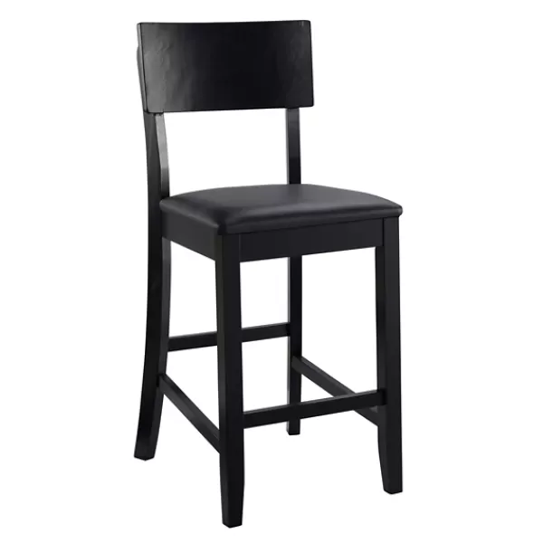 Bar Stools & Counter Height Stools-Kirkland's Home Tyler Vinyl Seat Counter Stool Black