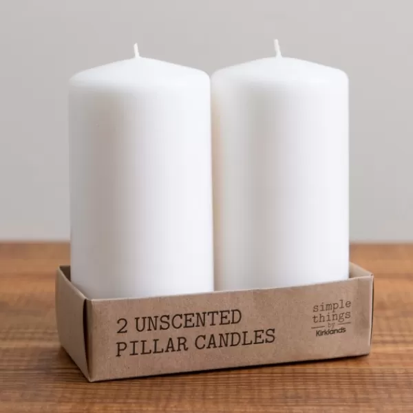 Candles-Kirkland's Home Unscented Pillar Candles, Set Of 2 White