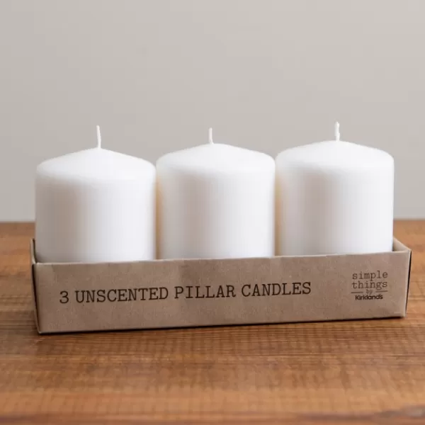 Candles-Kirkland's Home Unscented Pillar Candles, Set Of 3 White