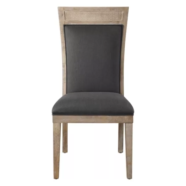 Dining Chairs-Kirkland's Home Upholstered Cane Detailing Dining Chair Gray
