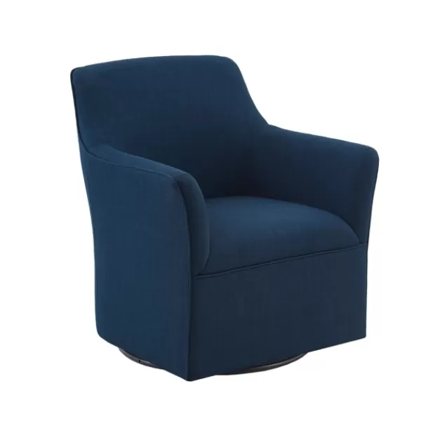 Accent Chairs-Kirkland's Home Upholstered Flared Arm Swivel Accent Chair Blue