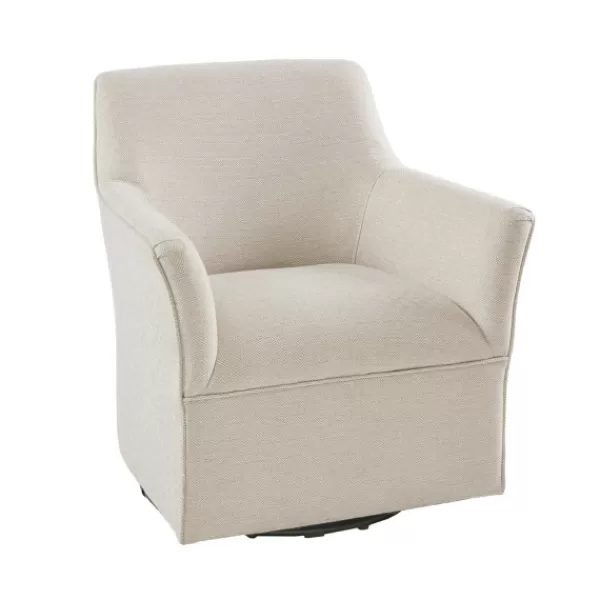 Accent Chairs-Kirkland's Home Upholstered Flared Arm Swivel Accent Chair Ivory