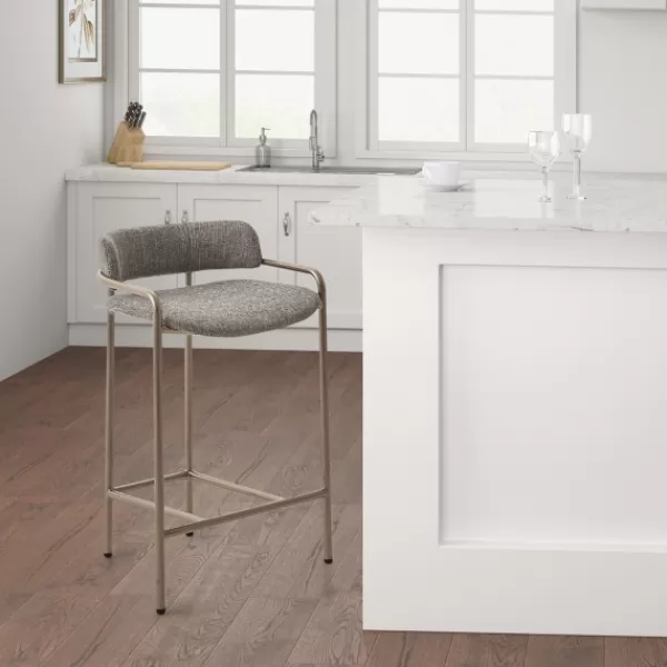 Bar Stools & Counter Height Stools-Kirkland's Home Upholstered Low Back Counter Stool Gray
