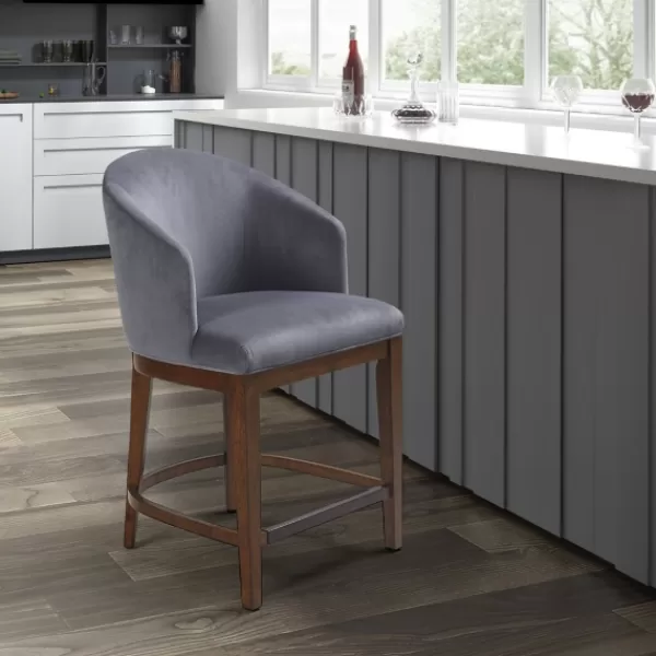 Bar Stools & Counter Height Stools-Kirkland's Home Upholstered Martha Stewart Counter Stool Gray