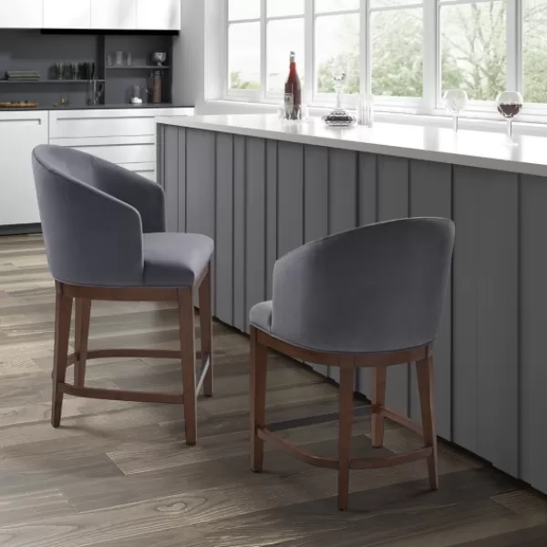 Bar Stools & Counter Height Stools-Kirkland's Home Upholstered Martha Stewart Counter Stool Gray