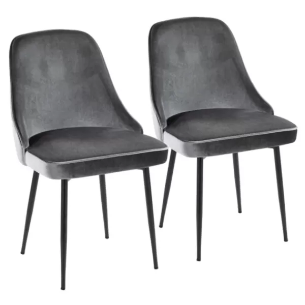 Dining Chairs-Kirkland's Home Upholstered Metal Dining Chairs, Set Of 2 Gray
