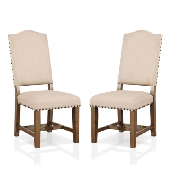 Dining Chairs-Kirkland's Home Upholstered Oak Wood Dining Chairs, Set Of 2 Tan