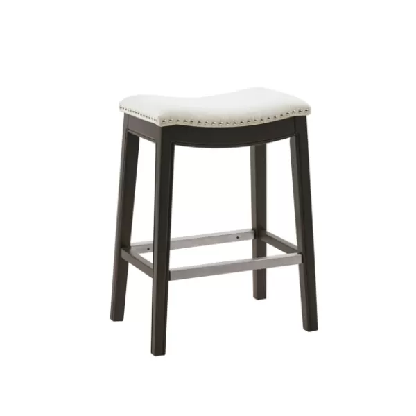 Bar Stools & Counter Height Stools-Kirkland's Home Upholstered Saddle Seat Counter Stool Ivory