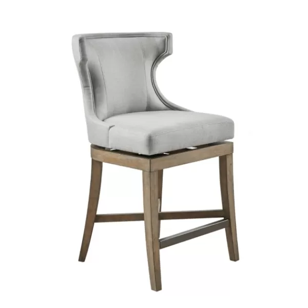 Bar Stools & Counter Height Stools-Kirkland's Home Upholstered Swivel Seat Counter Stool Gray