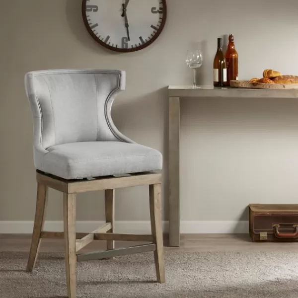 Bar Stools & Counter Height Stools-Kirkland's Home Upholstered Swivel Seat Counter Stool Gray