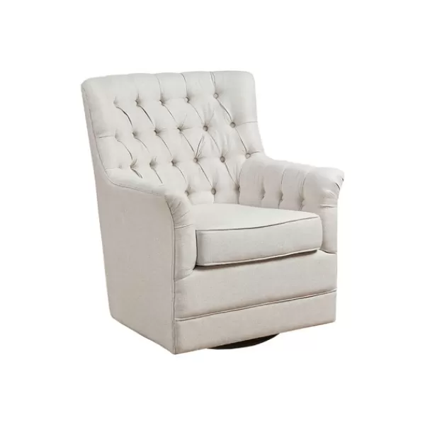 Accent Chairs-Kirkland's Home Upholstered Tufted Swivel Accent Chair White