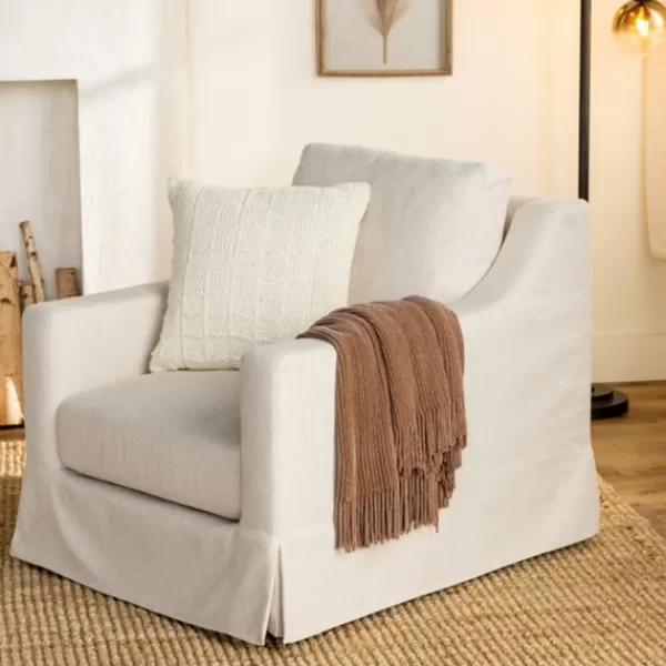 Accent Chairs-Kirkland's Home Upholstered Weekend Swivel Accent Chair Ivory