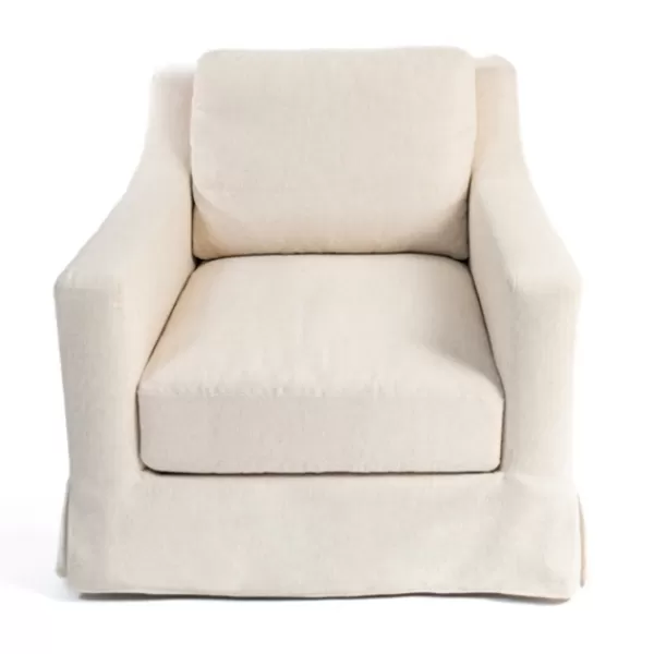 Accent Chairs-Kirkland's Home Upholstered Weekend Swivel Accent Chair Ivory