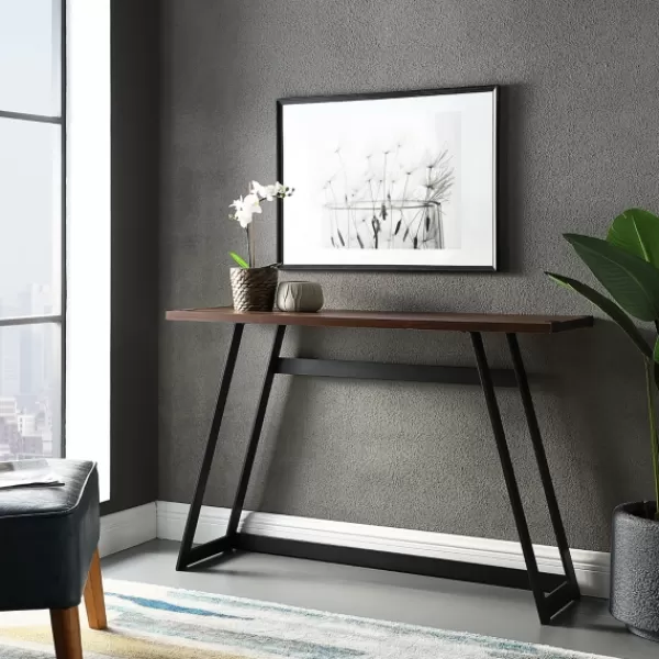 Console Tables-Kirkland's Home Urban Metal Wrap Dark Walnut Console Table Brown