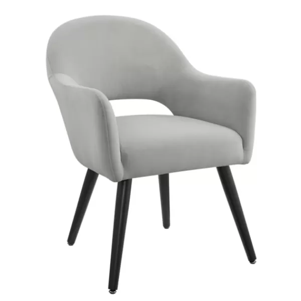 Dining Chairs-Kirkland's Home Velvet Curved Open Back Dining Chair Gray