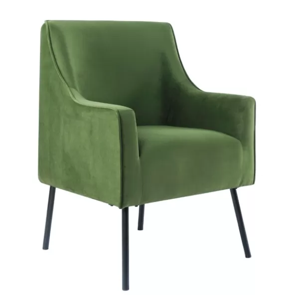 Accent Chairs-Kirkland's Home Velvet Upholstered Black Legs Accent Chair Green
