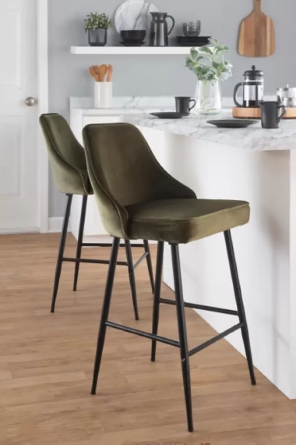 Bar Stools & Counter Height Stools-Kirkland's Home Velvet Upholstered Counter Stools, Set Of 2 Green