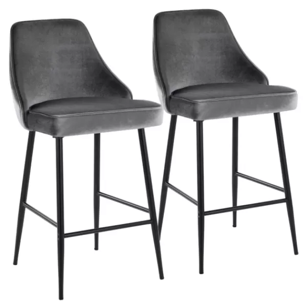 Bar Stools & Counter Height Stools-Kirkland's Home Velvet Upholstered Counter Stools, Set Of 2 Gray