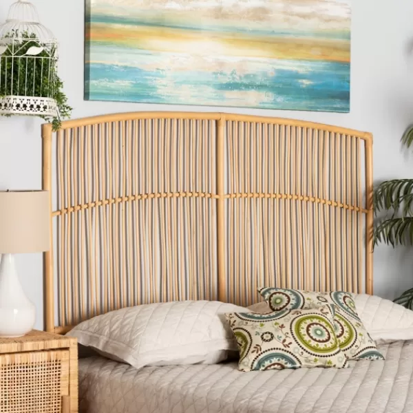Beds & Headboards-Kirkland's Home Vertical Weave Rat Queen Headboard Tan