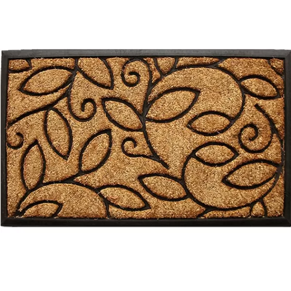 Doormats-Kirkland's Home Vine Leaves Swirl Doormat, 36X24 In. Tan/Black