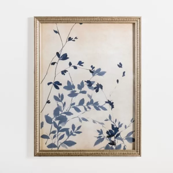 Framed Art-Kirkland's Home Vintage Blue Leaf Ii Framed Art Print Blue/Tan