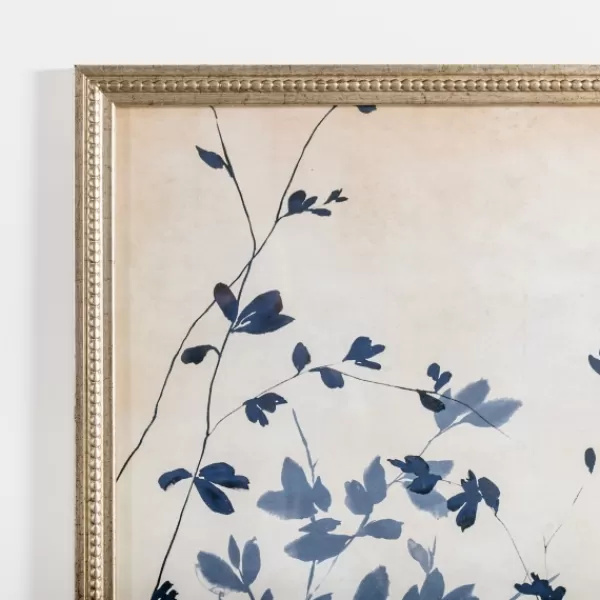 Framed Art-Kirkland's Home Vintage Blue Leaf Ii Framed Art Print Blue/Tan