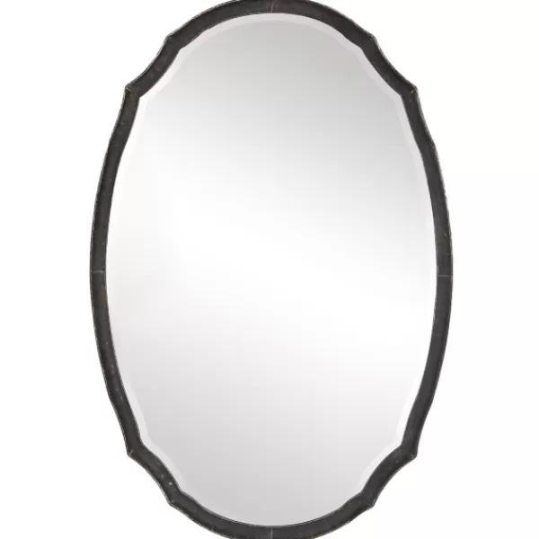 Decorative Mirrors-Kirkland's Home Vintage Charcoal Concaved Oval Mirror