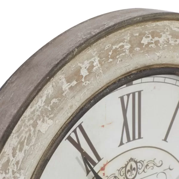 Clocks-Kirkland's Home Vintage Cream Rust Round Framed Wall Clock