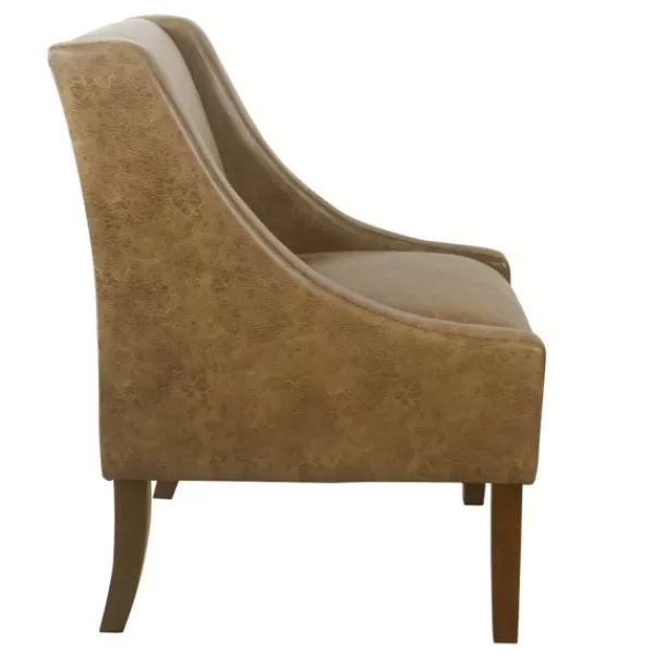 Accent Chairs-Kirkland's Home Vintage Faux Leather Swoop Accent Chair Brown