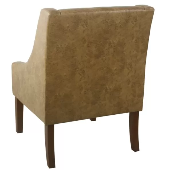 Accent Chairs-Kirkland's Home Vintage Faux Leather Swoop Accent Chair Brown