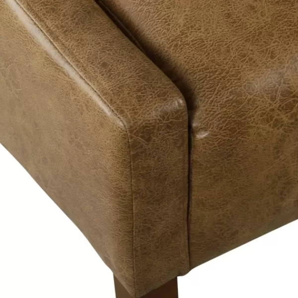 Accent Chairs-Kirkland's Home Vintage Faux Leather Swoop Accent Chair Brown
