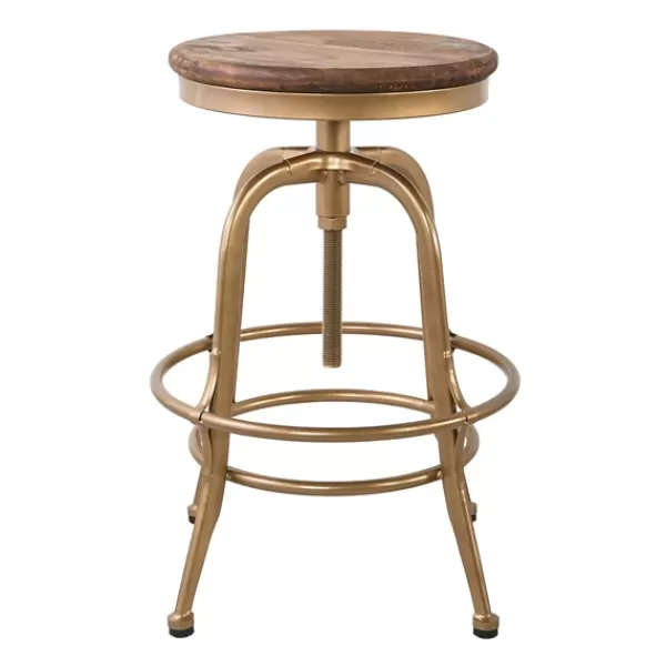 Bar Stools & Counter Height Stools-Kirkland's Home Vintage Gold Circled Arch Base Counter Stool Brown/Gold