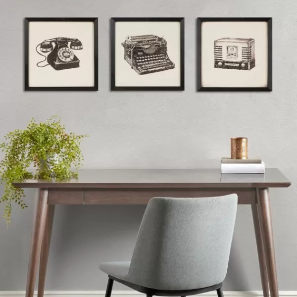 Framed Art-Kirkland's Home Vintage Model Framed Art Prints, Set Of 3 Black/Ivory