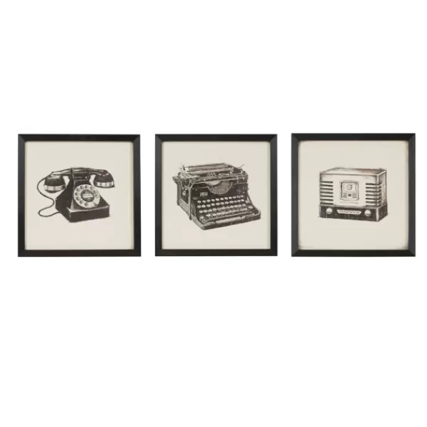 Framed Art-Kirkland's Home Vintage Model Framed Art Prints, Set Of 3 Black/Ivory