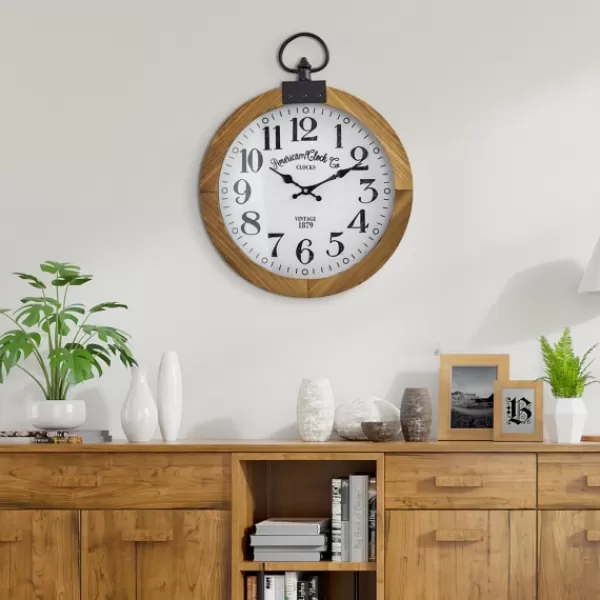 Clocks-Kirkland's Home Vintage Pocket Watch Wooden Wall Clock