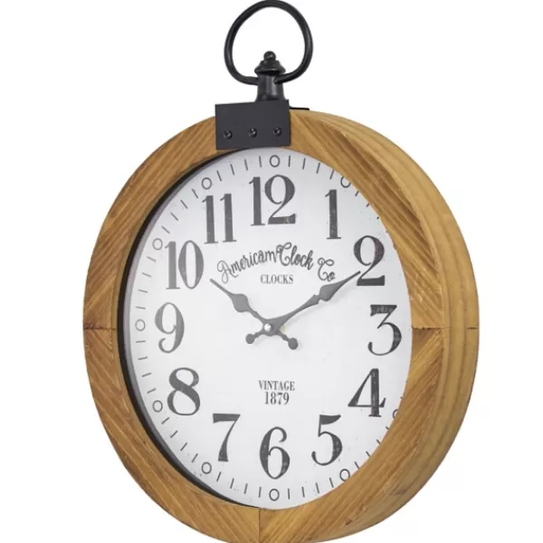 Clocks-Kirkland's Home Vintage Pocket Watch Wooden Wall Clock